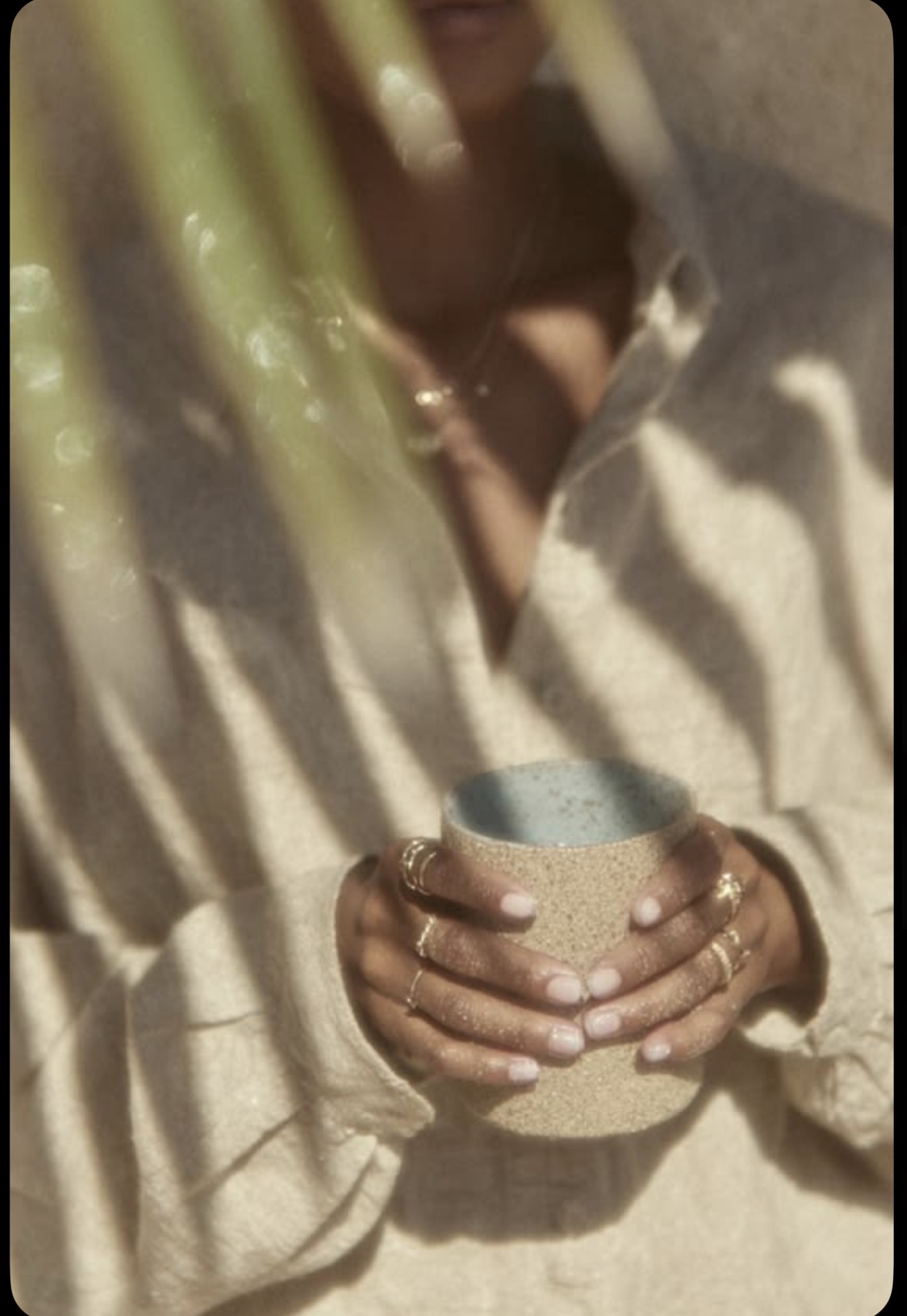 A quiet moment with a warm cup of herbal tea in natural light