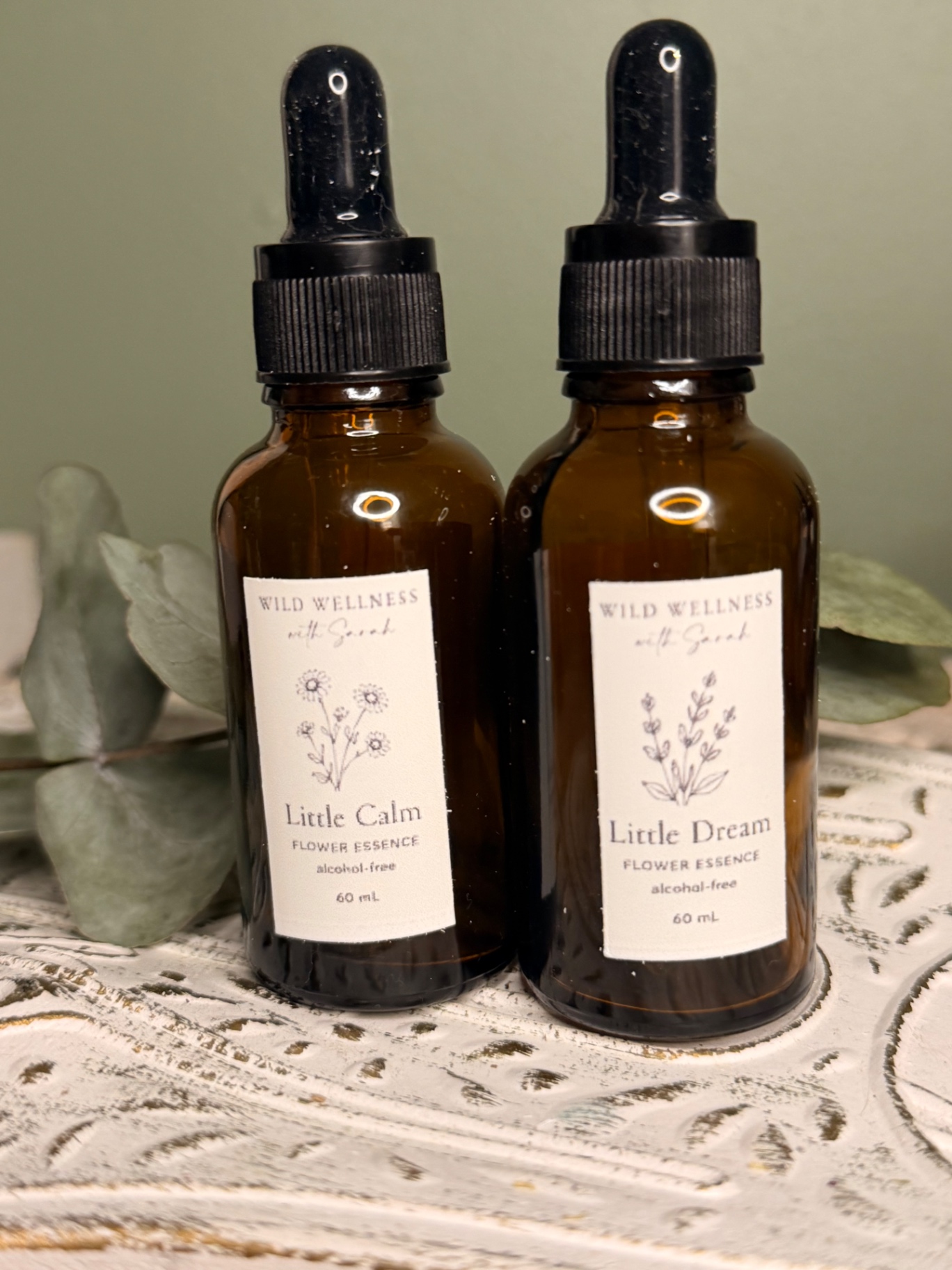 Little Calm flower essence in amber glass dropper bottle