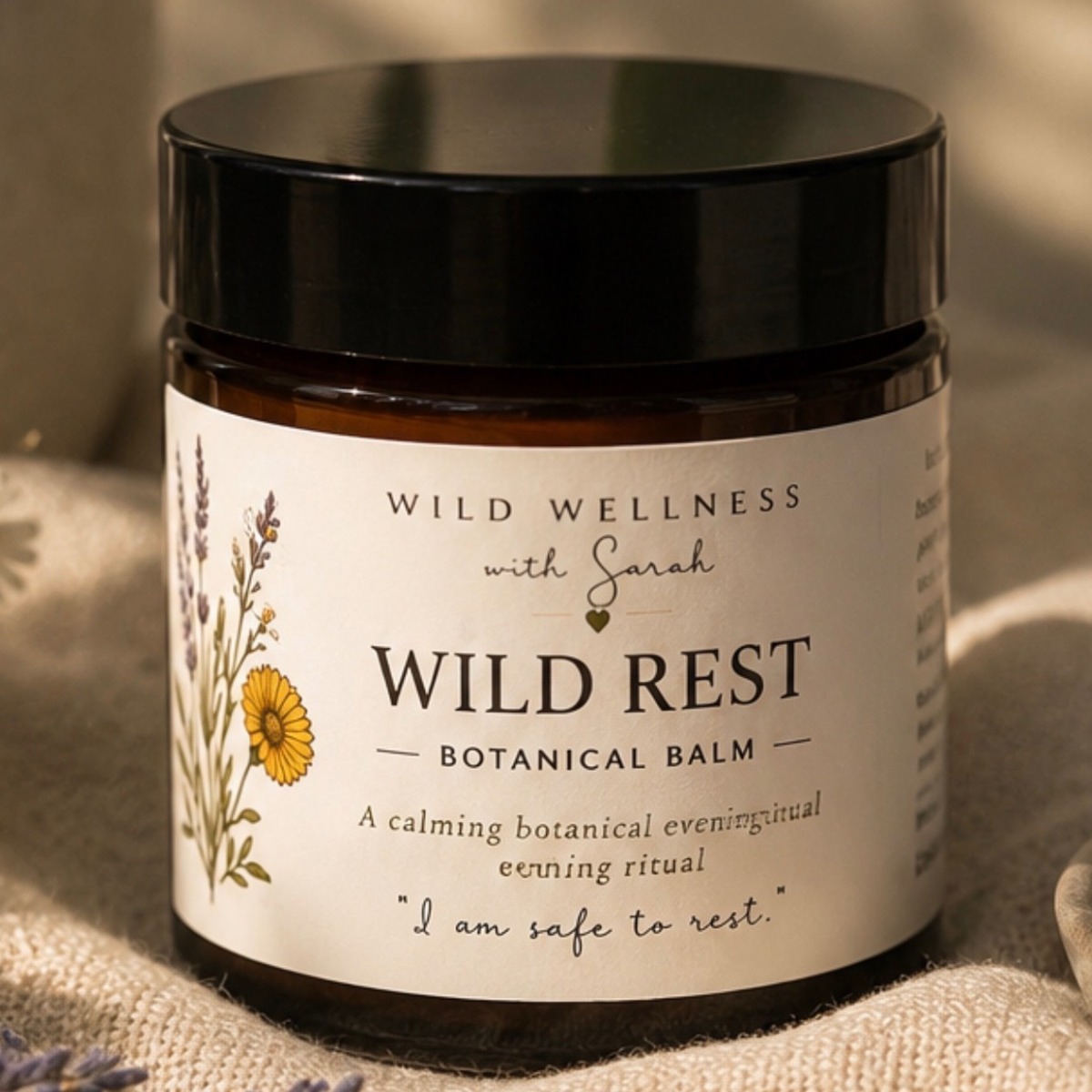 Wild Rest Balm — 50g Wild Wellness botanical balms with chamomile, lavender, cedarwood, frankincense