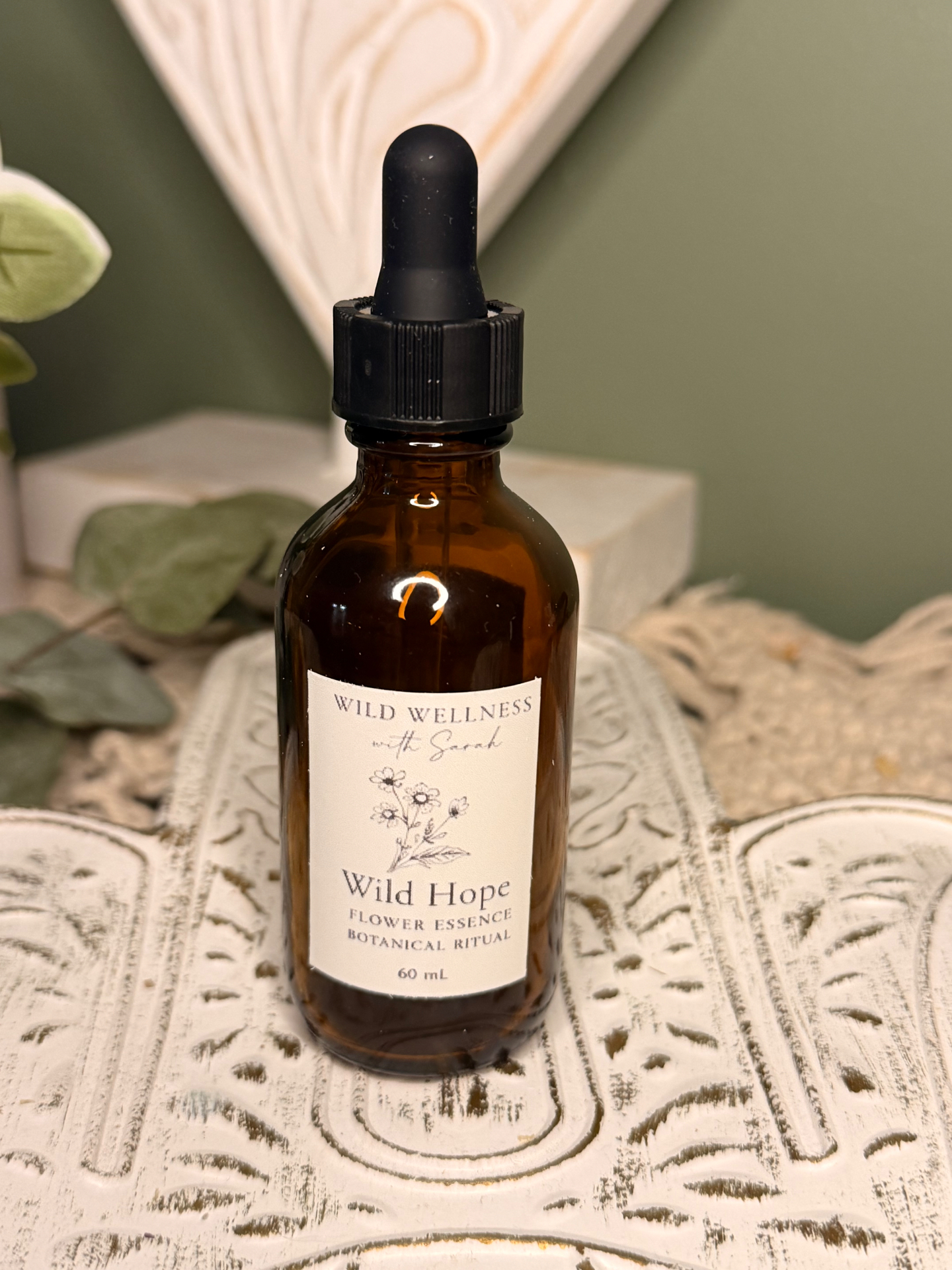 Wild Hope flower essence in amber glass dropper bottle