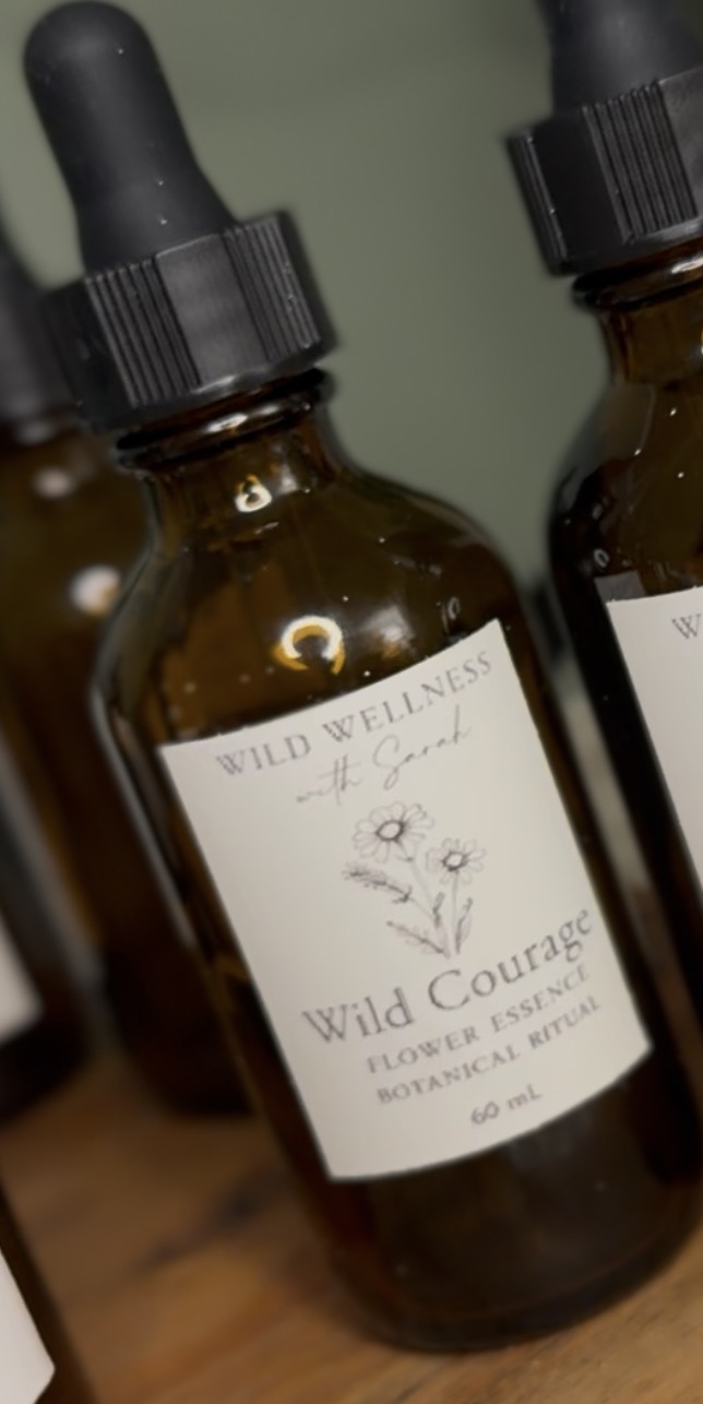 Wild Courage flower essence in amber glass dropper bottle