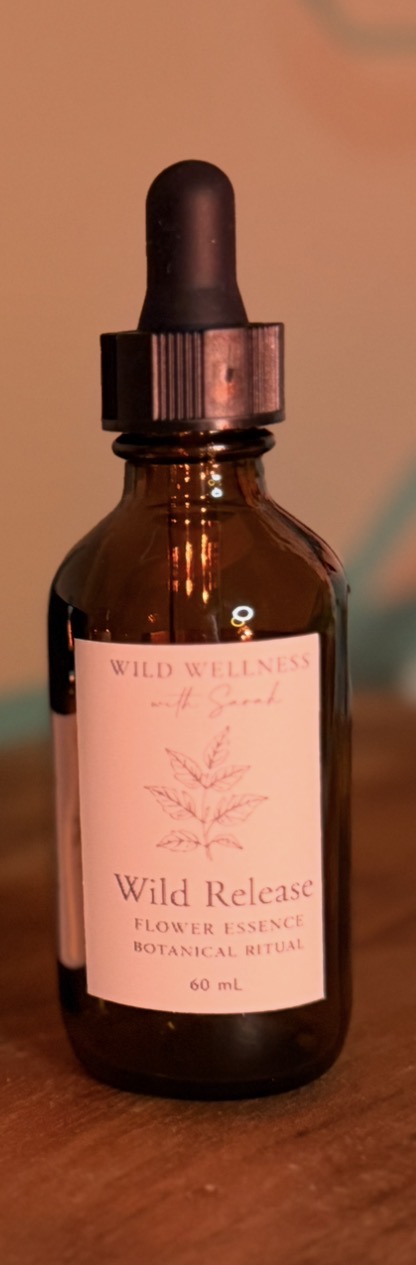 Wild Release flower essence in amber glass dropper bottle