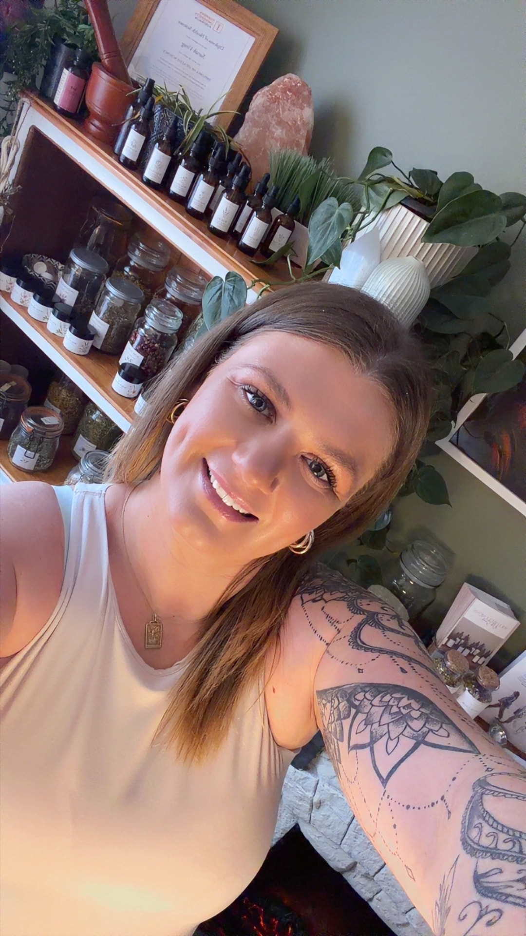 Sarah, qualified naturopath and herbalist, in her Beaconsfield practice