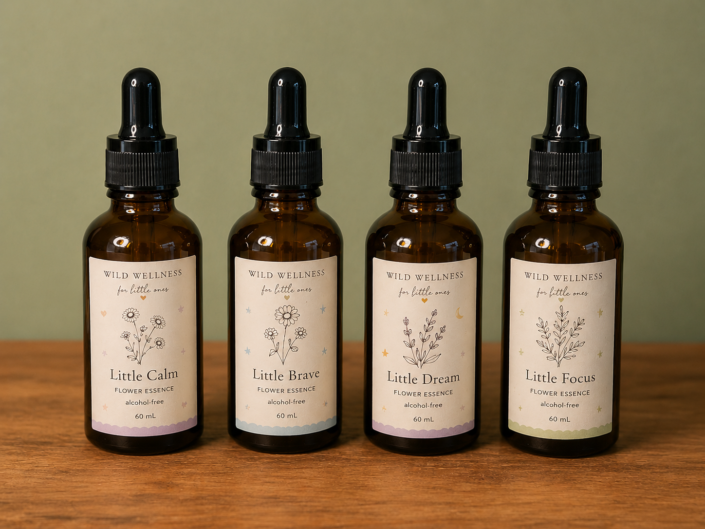 Wild Wellness for Little Ones — Little Calm, Little Brave, Little Dream and Little Focus flower essences