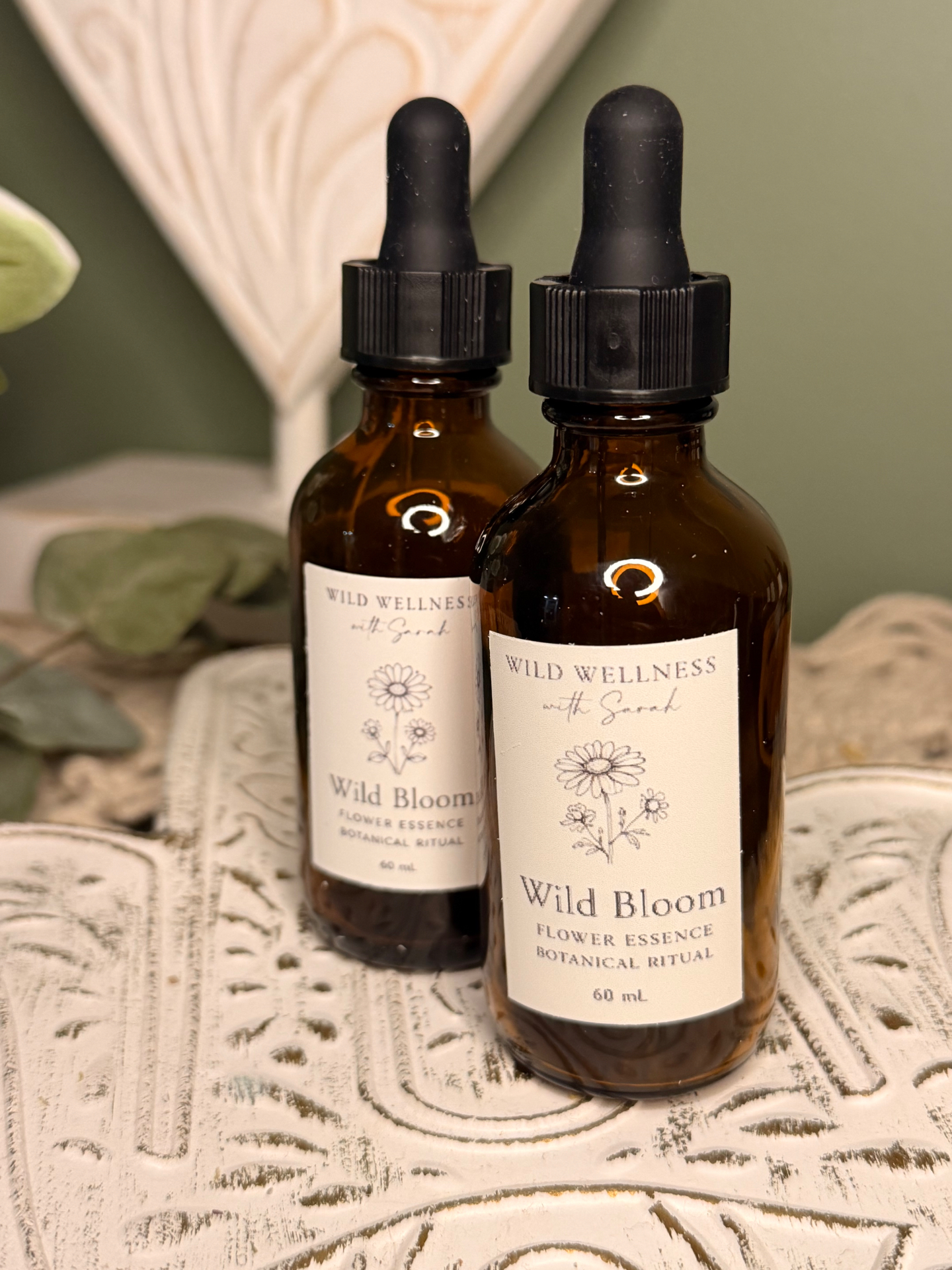 Wild Bloom flower essence in amber glass dropper bottle
